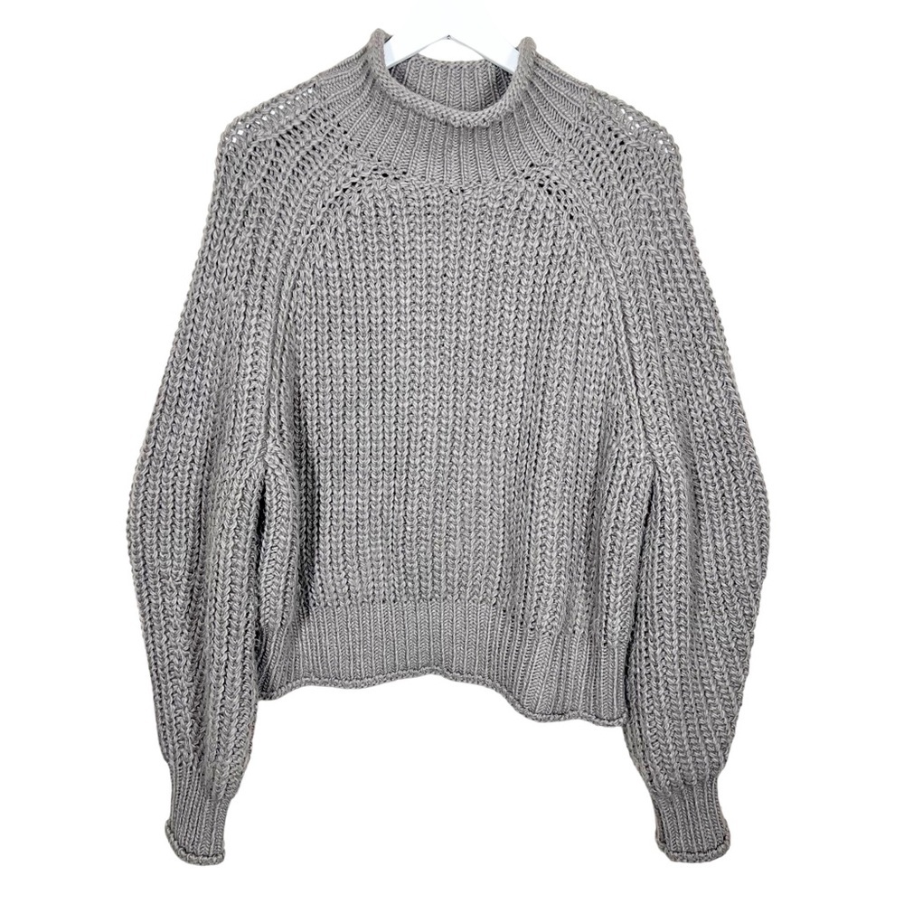 H&M Womens Chunky Slouchy High Neck Long Sleeve Knit Sweater Size Large Wool